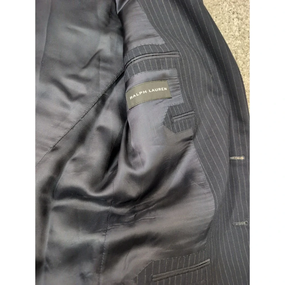 Ralph Lauren Black Label Mens Navy Blue Pinstripe Blazer Sport Coat Italy Sz 40R